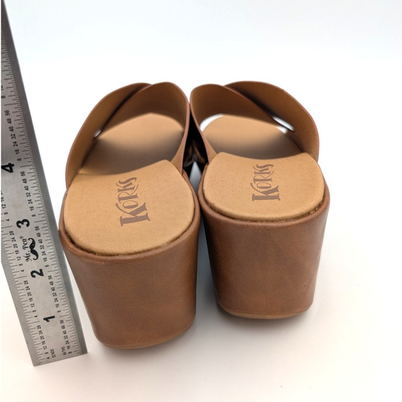Korks Madera Leather Wedge Sandals Crisscross Strap Women's Brown Size US7M EU38 - Picture 5 of 8